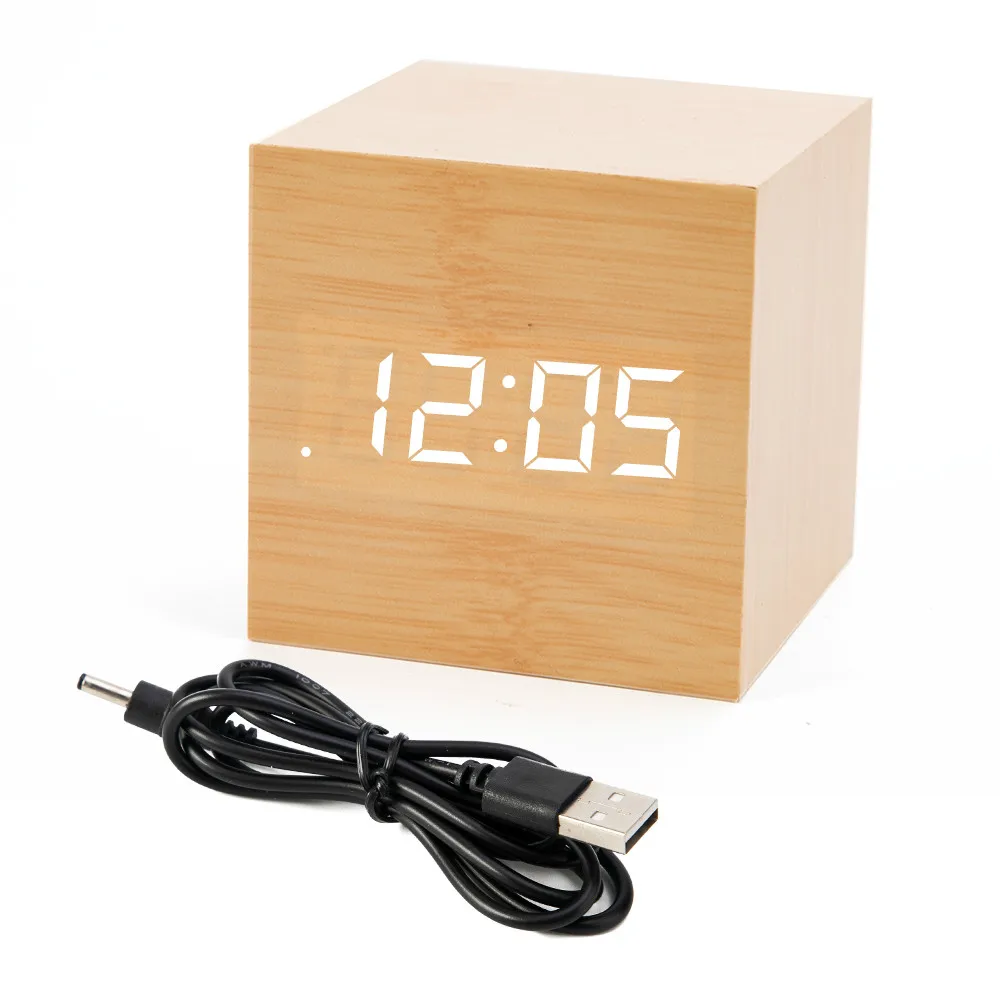 Bamboo Wood White Деревянные часы современный Цифровой дный светодиодный стол часы будильники детский электронный таймер календари электронные часы настольные электронные часы электронные настольные часы будильник детский - Цвет: Bamboo Wood White