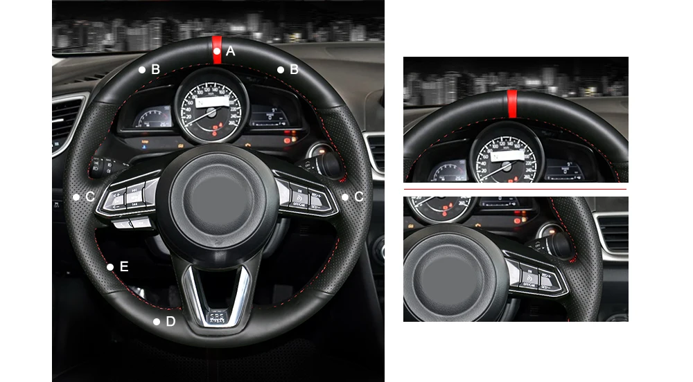 Черный чехол на руль из искусственной кожи для Mazda 3 Axela Mazda 6 Atenza CX-3- CX-5- CX-9 Toyota Yaris