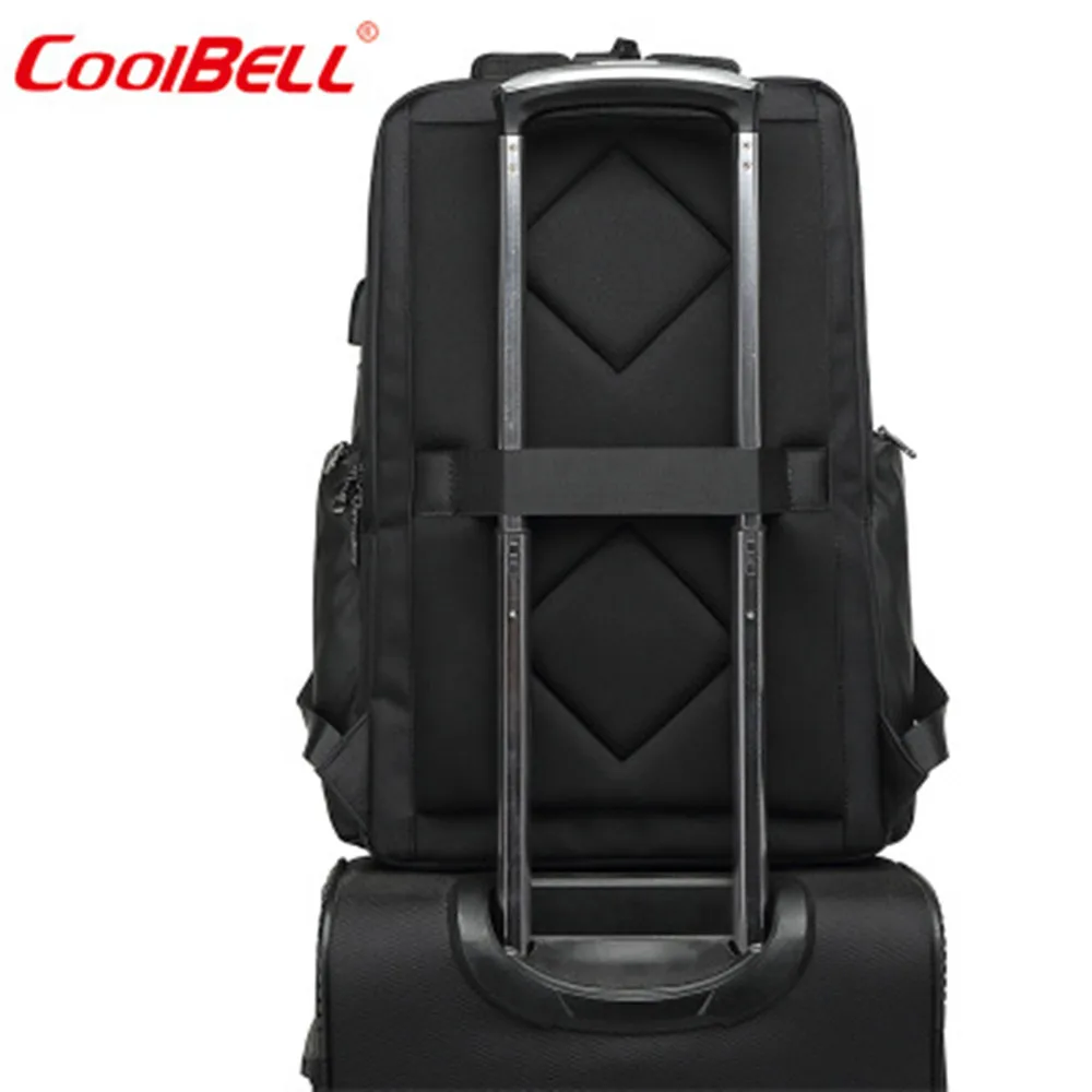 

COOBELL Backpack 17.3 inch USB Laptop Backpack Fashion Night Line Reflective Anti-thef Nylon Waterproof Business Travel Backpack