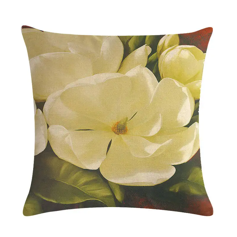 Plant Flower Cushion Pillow White Magnolia Pillow Cushions Boho Family Baby Birth Gifts Throw Pillow Cover Small Polyester ZY29 images - 6