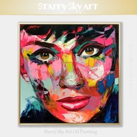 excellent artist hand painted high quality palette knife abstract super star figures oil painting francoise nielly oil painting