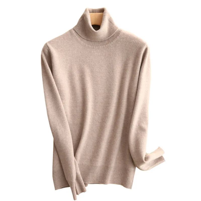 High Quality Turtleneck Pullovers Women Autumn New Wool Collar Sweater Slim Bottom Sweaters Ladies Solid Jumper Plus Size | Женская