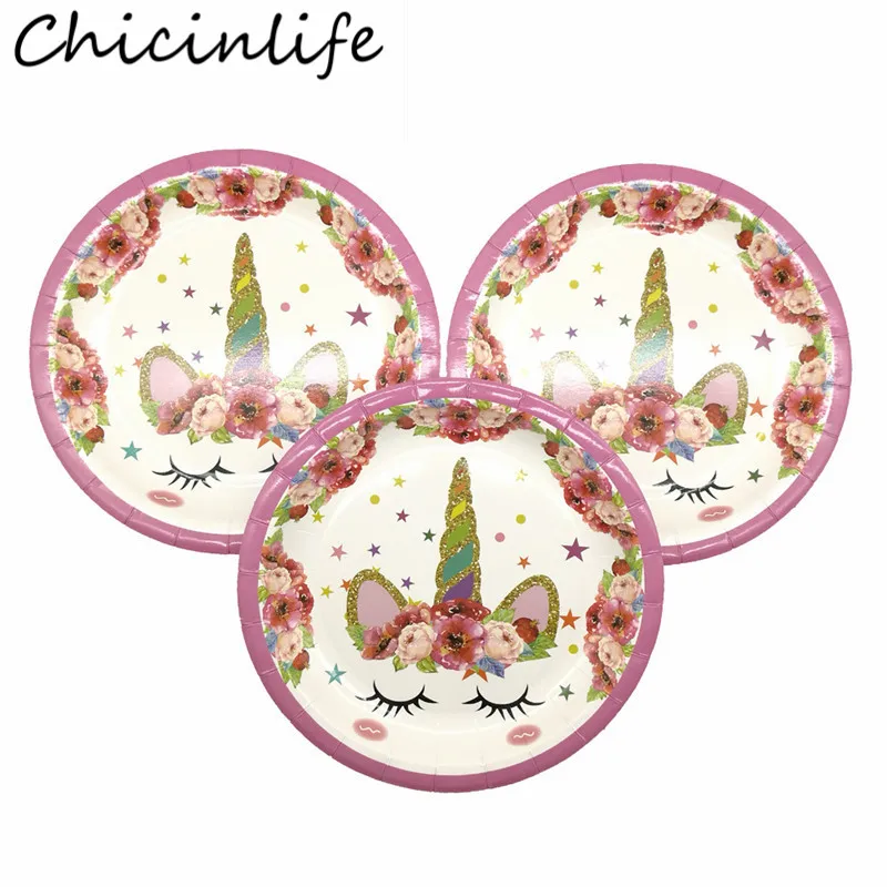 Chicinlife Единорог тематический набор посуды для вечеринки одноразовый детский душ