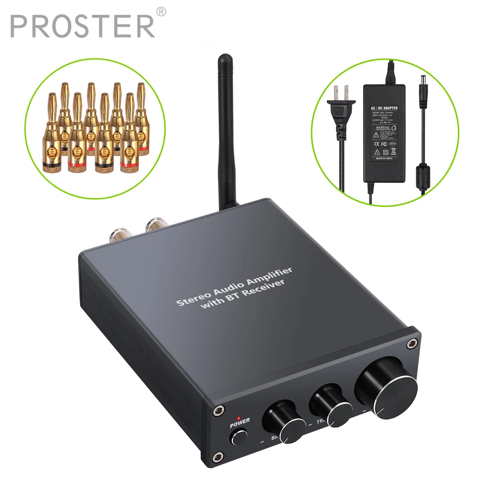 Proster для 50 вт 2-канальный мини Hi-Fi класса D Встроенный Bluetooth 4,2 приемник стерео аудио усилитель Управление Мощность усилитель