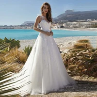 beach wedding dresses o neck appliques a line wedding gowns backless princess lace boho bridal dress 2019 robe de mariee