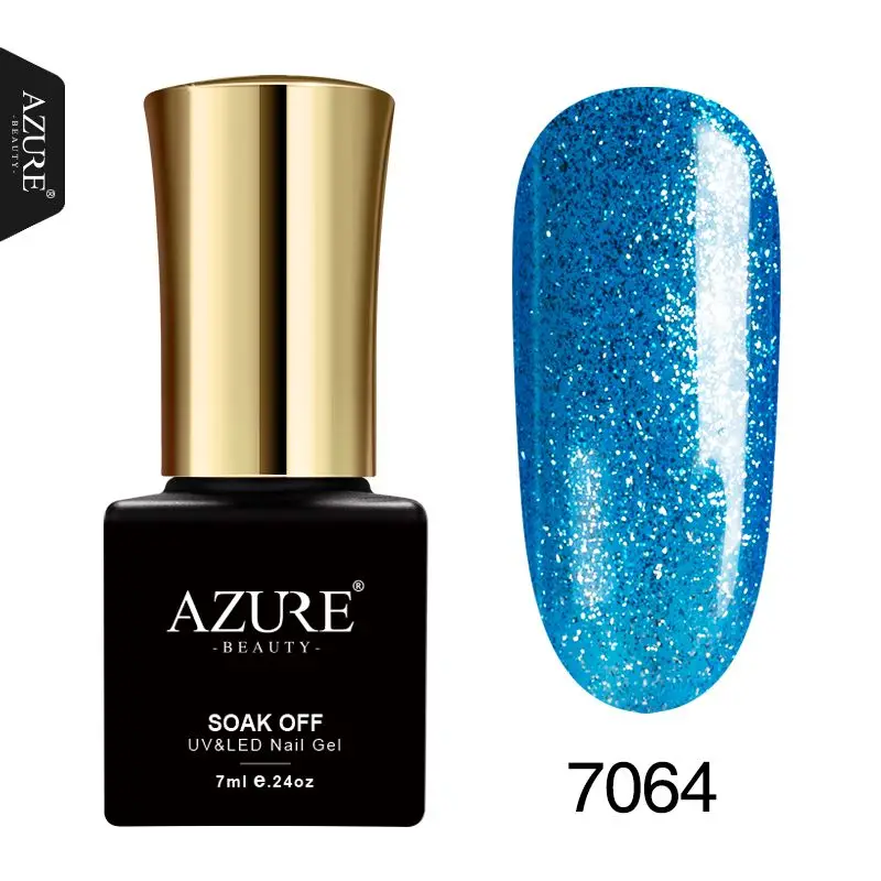 7064 Azure beauty стойкий Гель-лак 7 мл, блестящий цвет, впитывающий УФ-клей для ногтей, высокое качество, лак для ногтей, 24 цвета, гель для ногтей - Цвет: 7064