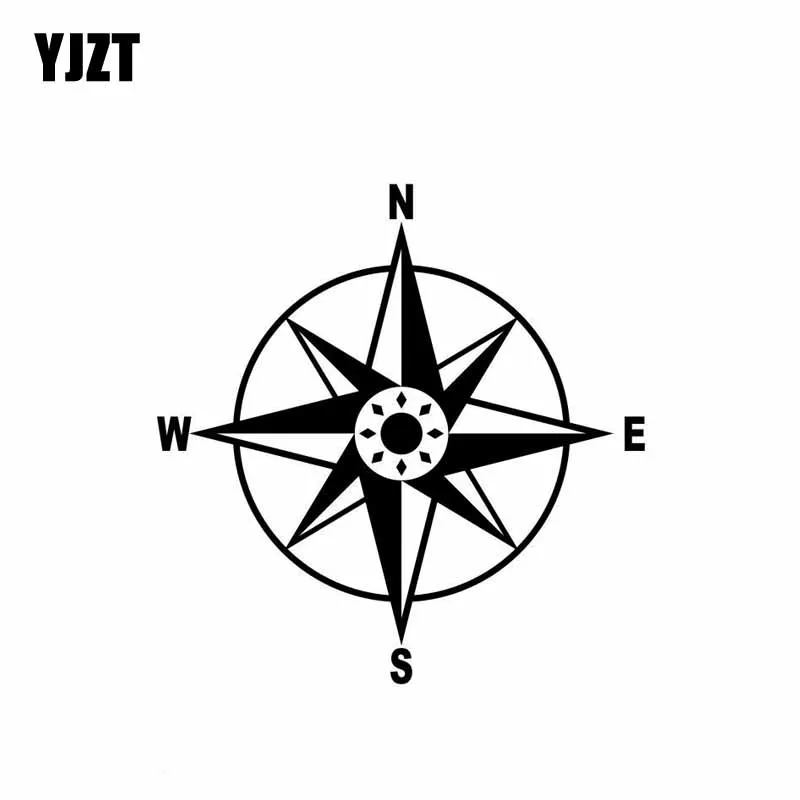 

YJZT 12,5 см * 12,5 см компас виниловые наклейки в виде Фотообоев c переводными картинками, персональная Автомобильная Стикеры черный/серебристый ...