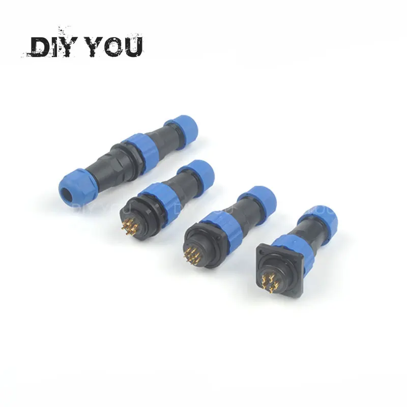

SP16 Waterproof connector 2/3/4/5/6/7/9 pin IP68 power cable connector Male plug & Female socket Docking/Square/Flange/back nut