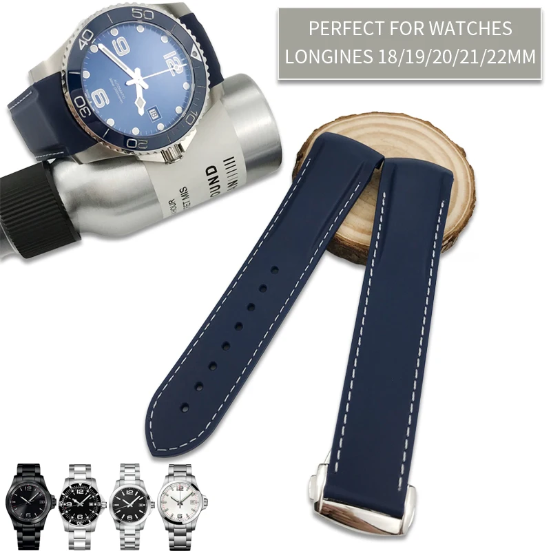 20 мм 22 резиновый ремешок для часов черного и синего цвета Omega Seamaster 300 Longines Seiko IWC