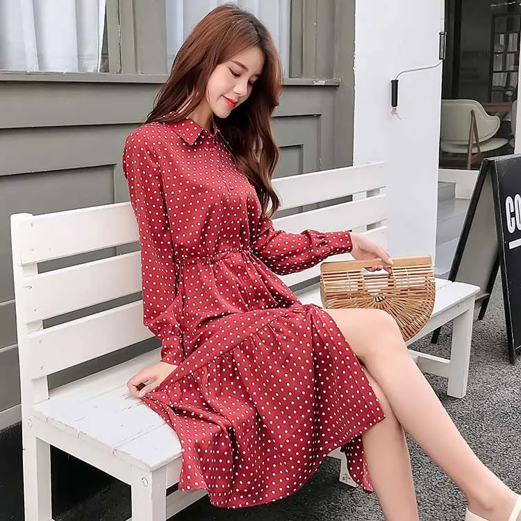 Новинка женское шифоновое платье в горошек с оборками и пуговицами элегантное
