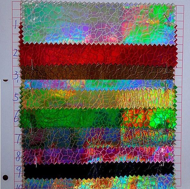 Цветная большая трещины ткани/Лазерная блеск/популярная ткань/голографическая