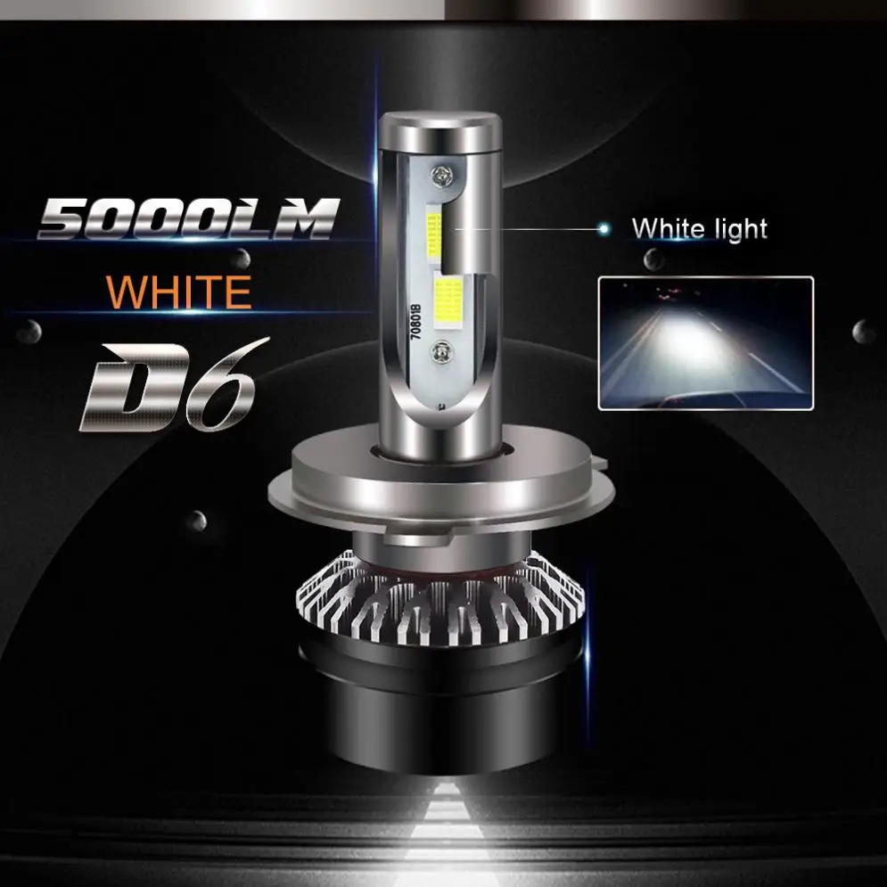 2шт H4 / HB2 9003 60W 10000LM 6000K Универсальный светодиодный комплект автомобильных фар