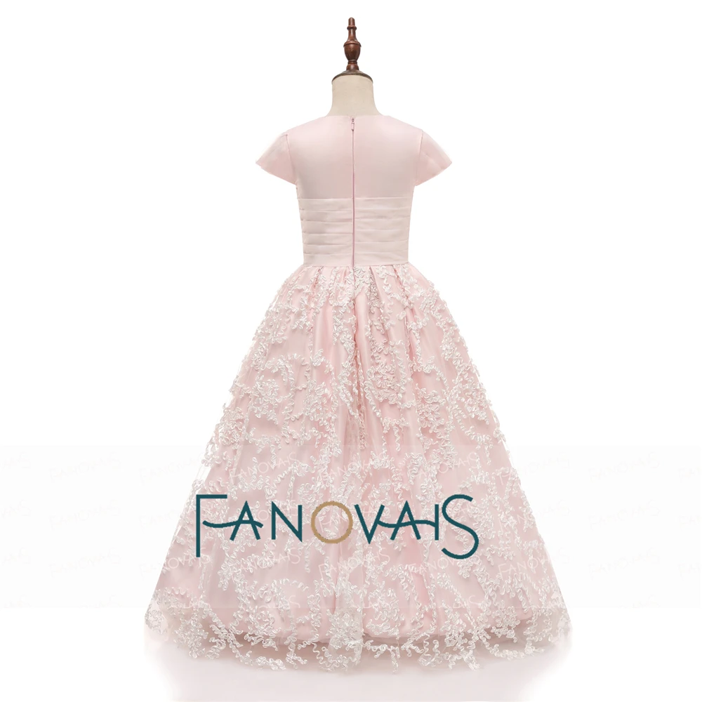 Розовые платья для девочек с цветочным узором 2018 бальное платье лодыжки Длина