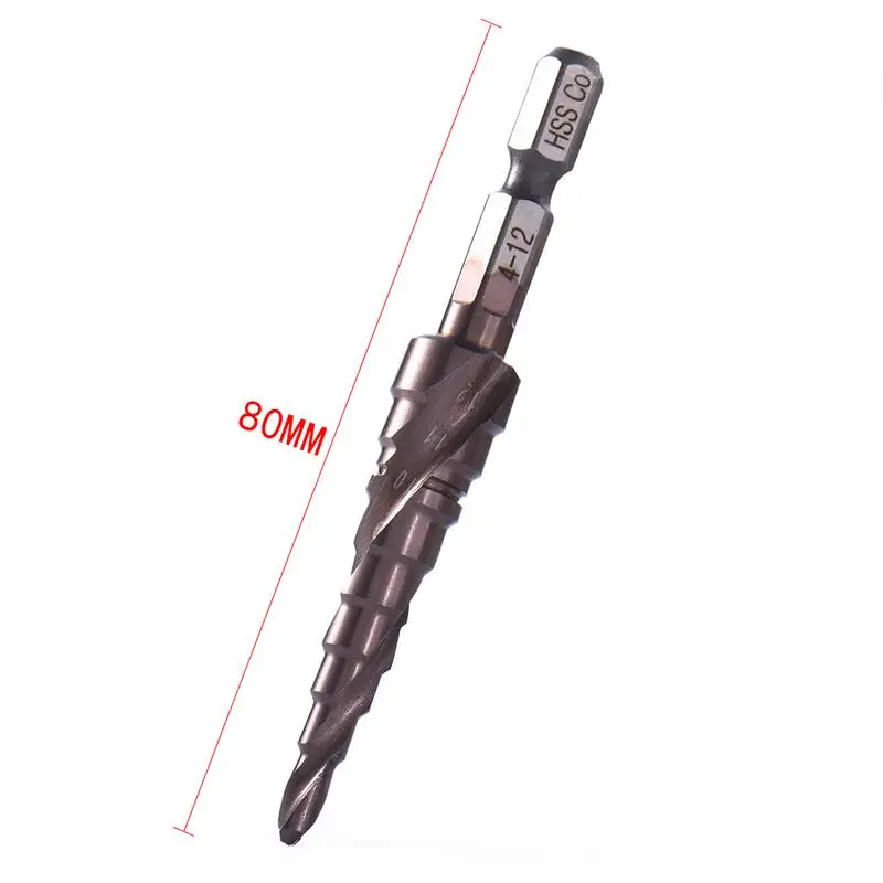 4 12 мм ступенчатые сверла M35 HSS CO металлические спиральные пазы 1/4 ''с