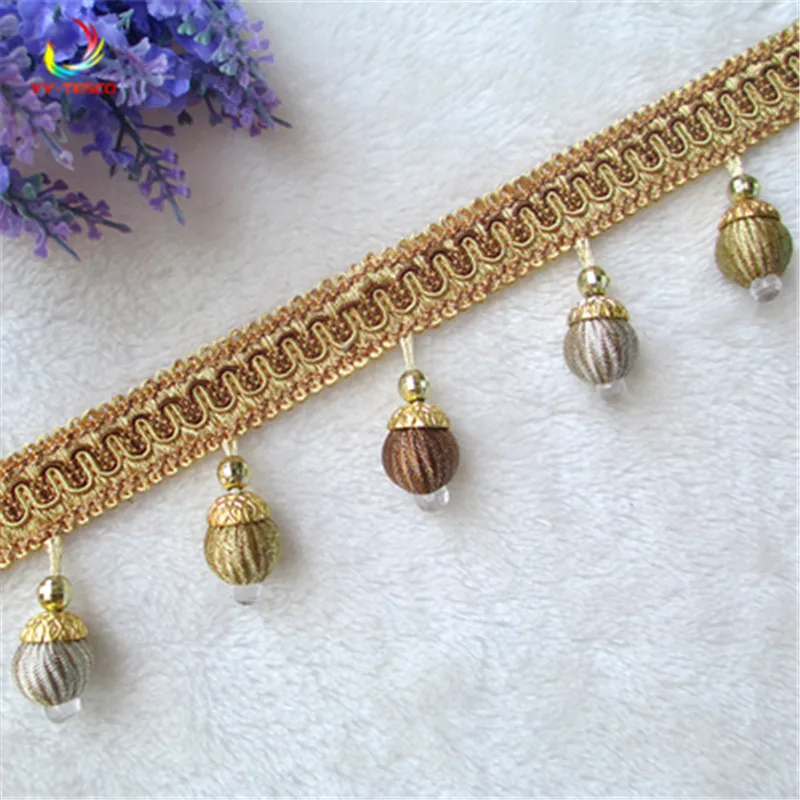 Deluxe Fringes Curtain Sofa Cover Pillow Trims Valance Decorative Polyester Tassel Drops Lace Trimming 6.5cm Sell By meters | Дом и сад