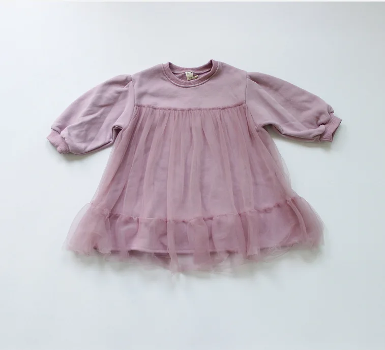 2020 Spring Kids Sweatshirt Dress Korean Style Loose Voile Long Sleeve Cotton Baby Girls Princess Dresses Children Clothing | Детская
