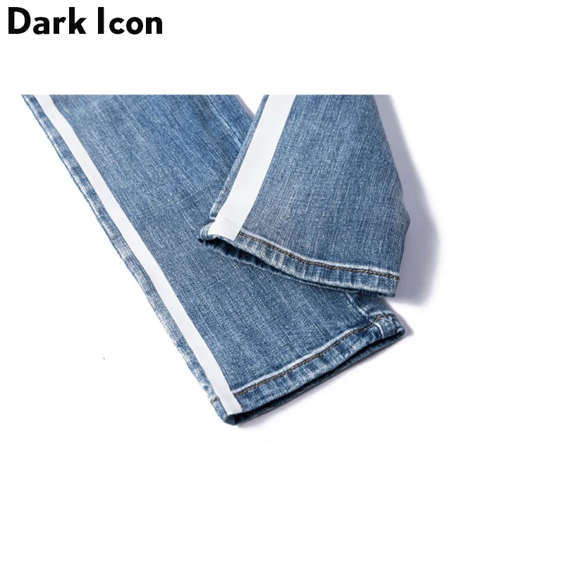 Мужские рваные джинсы в полоску DARK ICON черные полной длины 2019|Мужские джинсы| |
