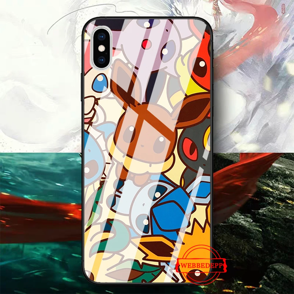 TG1 Мультяшные Покемоны eevee pika стеклянный чехол для телефона для Apple iPhone 11 Pro X XS Max 6 6S 7 8 Plus 5 5S SE - Цвет: TG1
