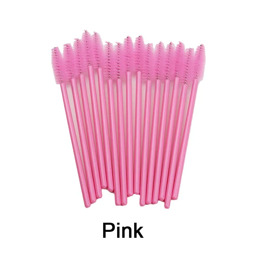 Pink 50 шт./лот, косметические кисти, инструменты для макияжа, кисти для туши, палочки, аппликатор, одноразовые Микро Кисти для ресниц, для наращивания ресниц - Handle Color: Pink