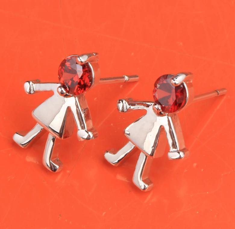 Милые девушки красный гранат Модные украшения для женщин 925 стерлингового