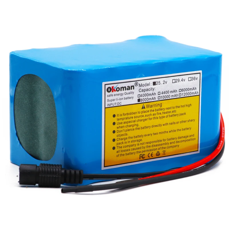 Okoman 24 V 8Ah 6S4P 18650 литий-ионный аккумулятор 25 2 v 8000 mAh Электрический велосипед
