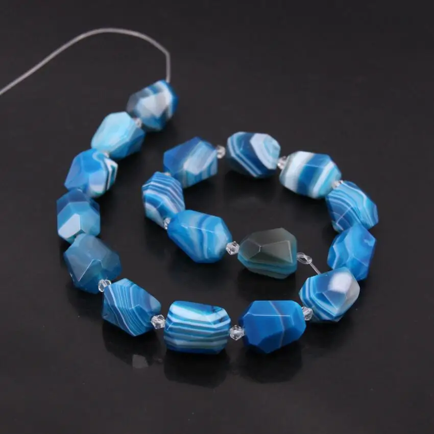 Бусины Из Натурального голубого агата с огранкой 15 5 дюймов|loose beads|beads loosestriped agate