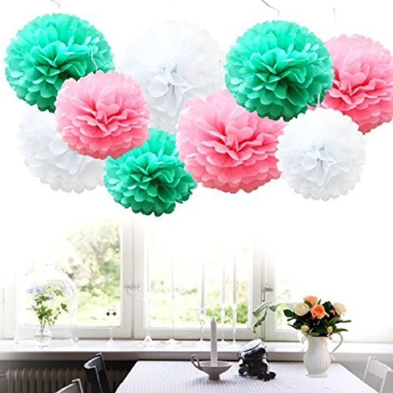 10 шт. декоративные цветные бумажные шарики для цветов помпоны цветочные свадьбы