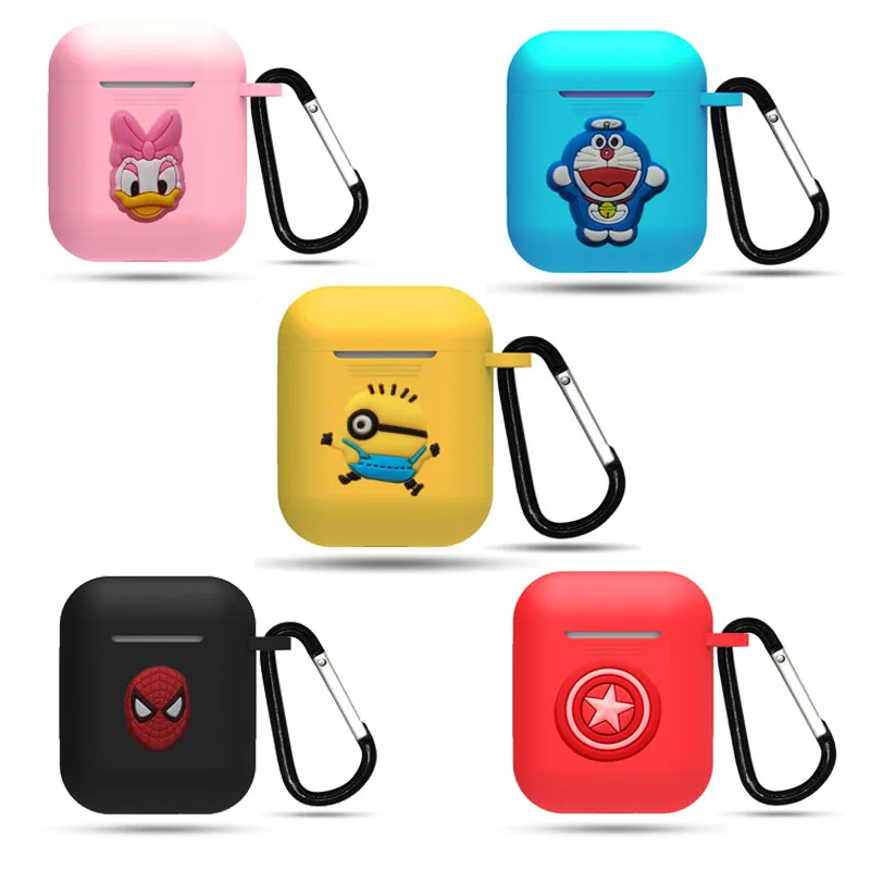 Cute Cartoon Silicone Case for Apple Airpods Accessories i10 TWS Bluetooth Earphone Protective Cover Bag Anti-lost Buckle | Электроника