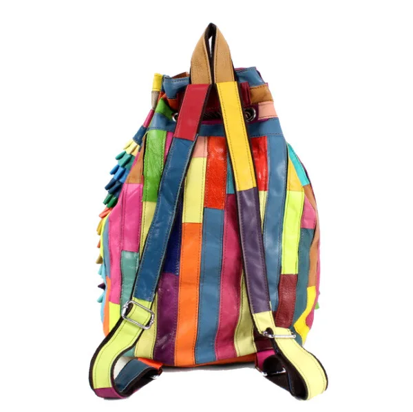 Рюкзак из натуральной кожи для женщин Дизайнерская обувь овечьей с вышивкой в