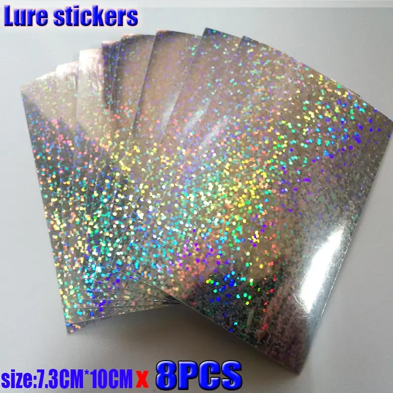 2019HOT fishing lure sticker,holographic, 4 kinds color you choose 8papers/lot size: 73mm x 100mm or 100mm*150mm