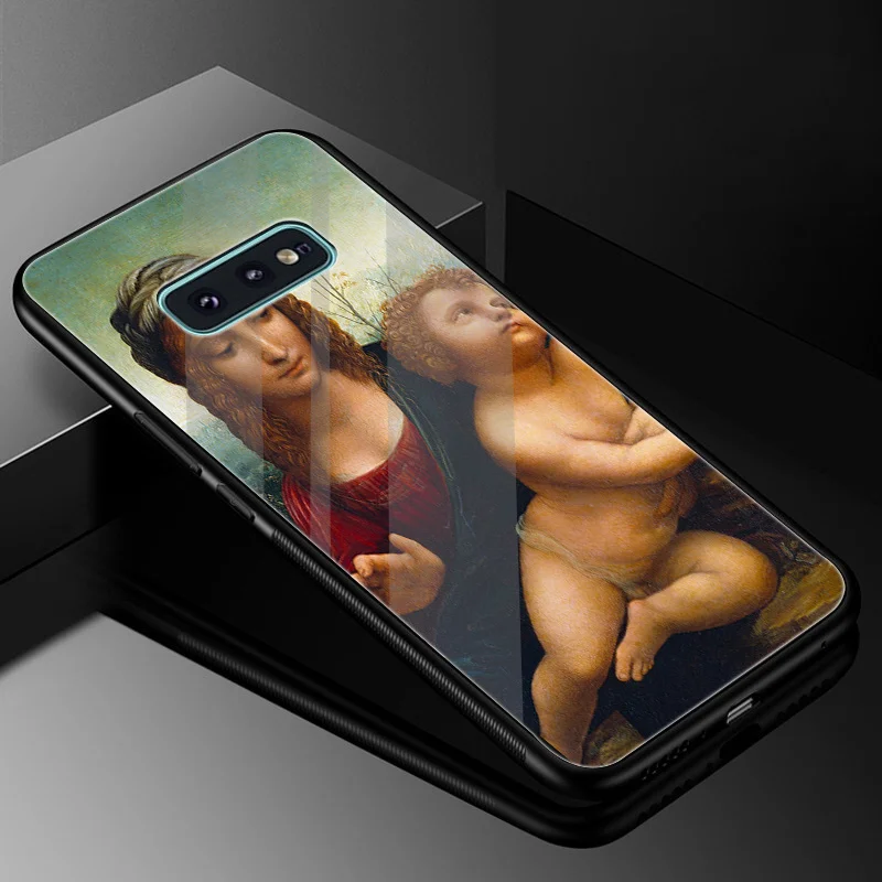 Стеклянный чехол Leonardo Da Vinci для Samsung A10 A20 A30 A40 A50 A60 A70 S7 Edge S8 S9 Plus S10 Note 8 9 | Мобильные