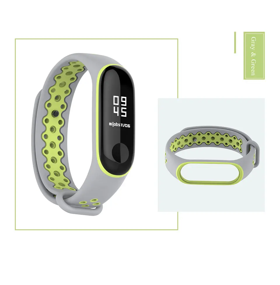 Новейшая мода mi band 3 ремешок дышащий спортивный ремешок на запястье dule-color sweatproof Замена для xiaomi mi 3 умный Браслет