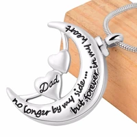 cremation jewelry no longer by my side forever in my heart moon cremation necklace memorial heart ash urn pendant for dadmom