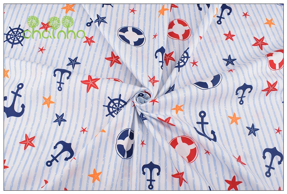 Chainho, Ocean Series,Printed Twill Cotton Fabric,Patchwork Cloth For DIY Sewing Quilting Baby&Children's Material,100x160cm
