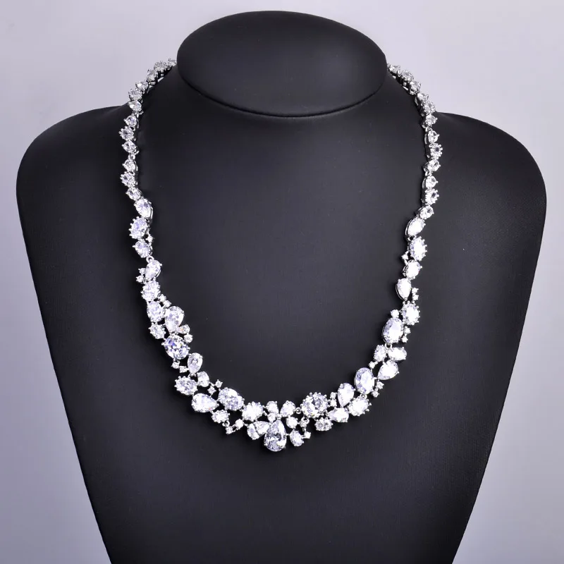 MECHOSEN Роскошные Ювелирные наборы ожерелья и серьги-гвоздики для женщин CZ Циркон