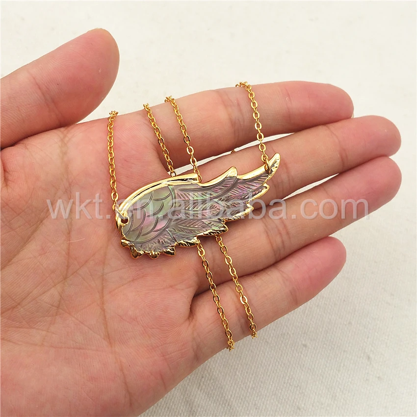 Оптовая продажа ожерелье из натуральных ракушек Пауа 24-каратного золота с