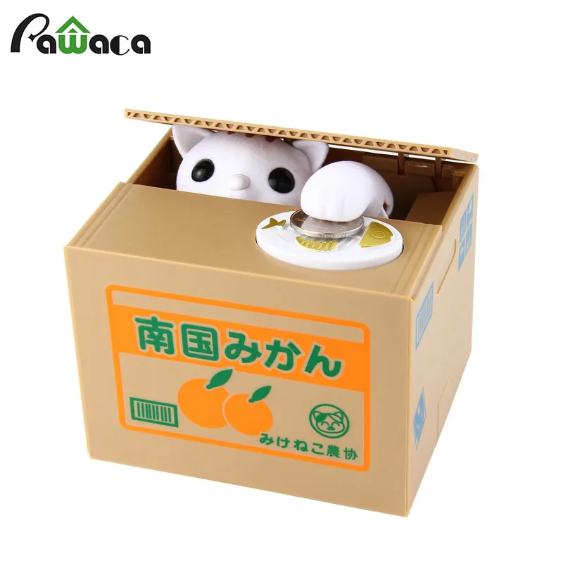 Белая/желтая/серая кошечка Автоматическая кража монета копилка английская