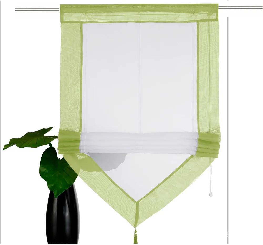 green Meijuner, римская занавеска, шторка, шторка, складной шарф, подзор, полиэстер, стержень, карман, рубрика для кофейни, гостиной - Цвет: green