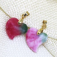 16mm multicolor jades natural stone chalcedony heart drop pendant charms fit diy long chain necklace jewelry making 2pcs b1875