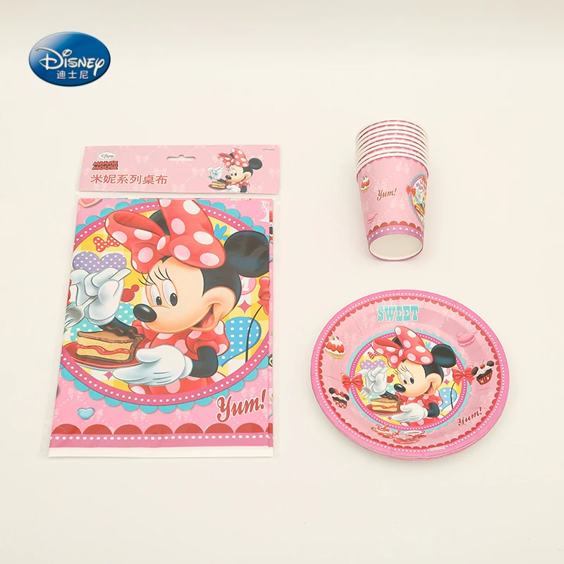 13 шт. Минни Мышь Красивые вечерние поставки посуда чашки тарелки скатерть