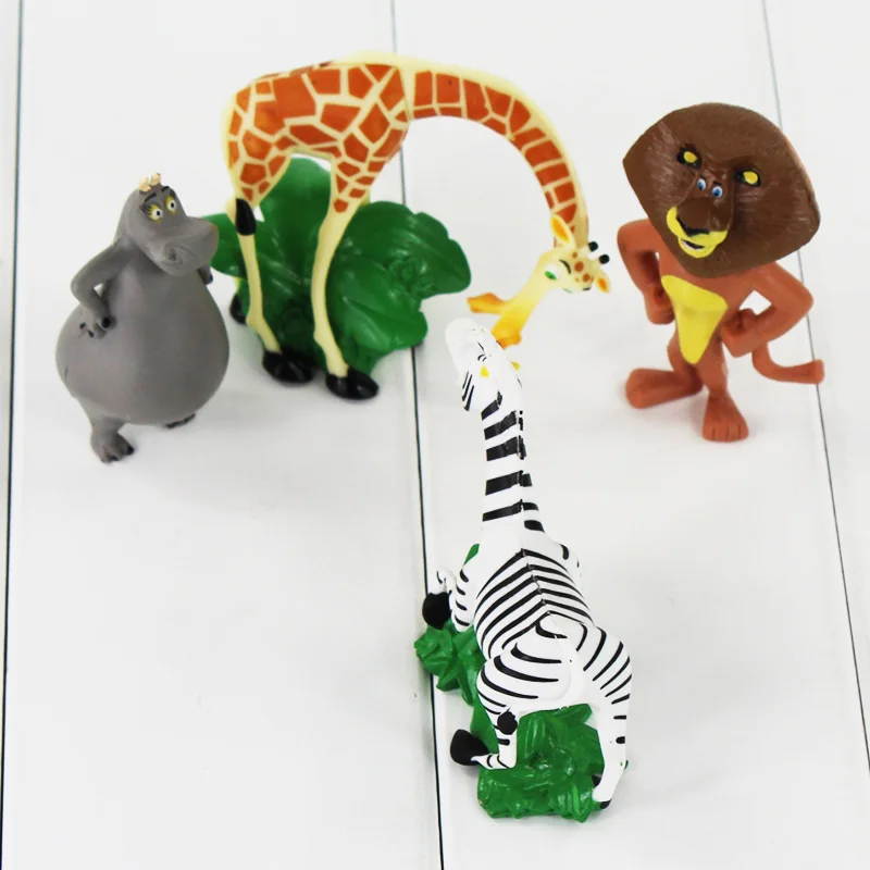 4 шт./лот Фильмы и ТВ мадагаскарский Алекс Глория Марти Мелман ПВХ экшн фигурка