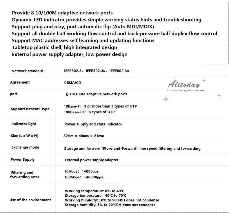 MERCURY Mini S108C Fast Ethernet 8 Порты и разъёмы RJ45 10/100 Мбит сетевой коммутатор настольный коммутатор