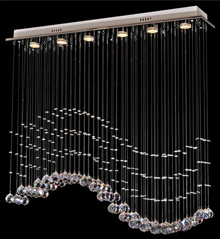 Светодиодная прямоугольная лампа для ресторана люстра с тремя кристаллами