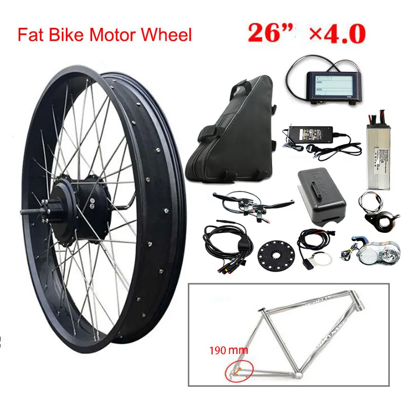 26inch 190mm Kit JS-48 V 1000W комплект для переоборудования электрического велосипеда с 48V20AH Батарея бесколлекторный втулка задний мотор для центрального движения колеса bicicleta electrica E-двухколесного велосипеда - Цвет: 26inch 190mm Kit