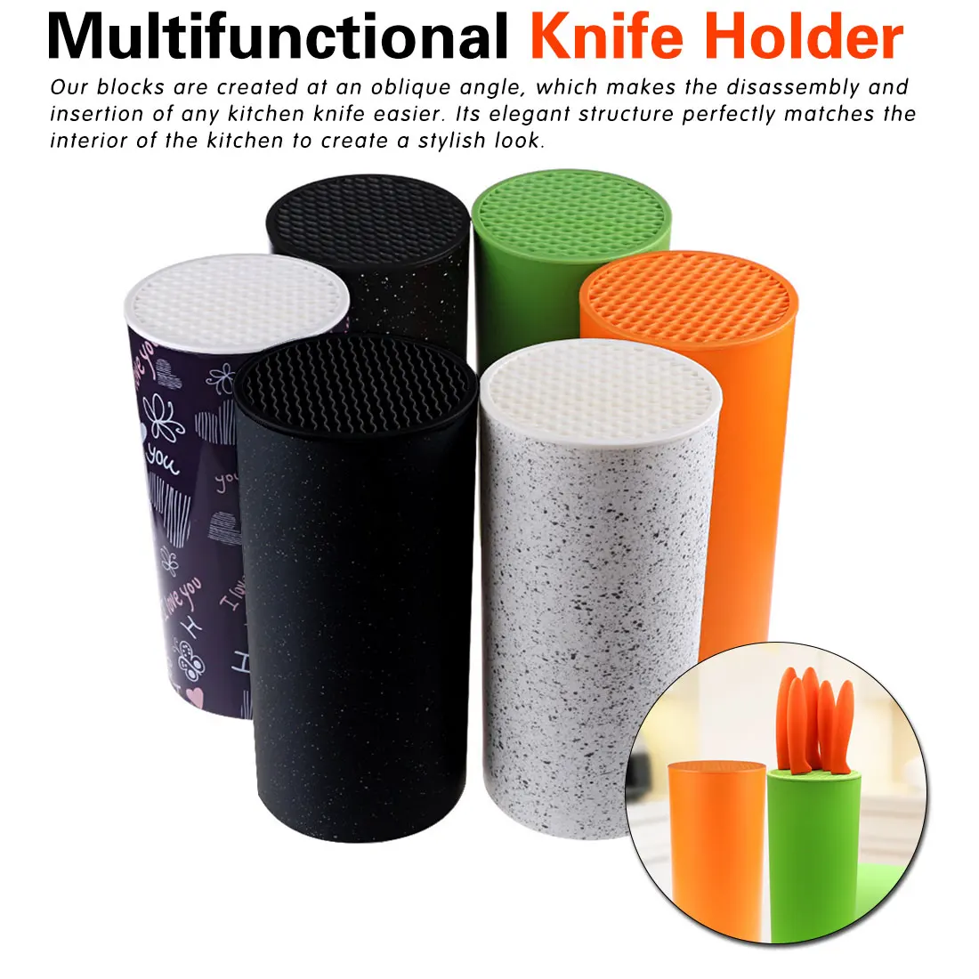

Insert Knife Multifunctional Plastic Tool Holder Knife Knife Stand Sooktops Tube Shelf Chromophous Scissors Holder