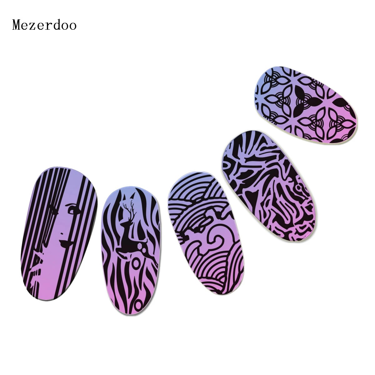 Mezerdoo37 шаблон для ногтей морской волны Леопард Дизайн из нержавеющей стали