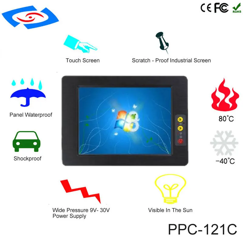 

Factory Store All In One PC 12.1" Fanless Touch Screen Industrial Panel PC With RS485/RS422/RS232 Port Support Customization