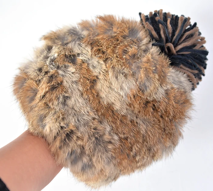 Природа рекс кролика меховые шапки мода женская вязаная натуральный мех шапочка