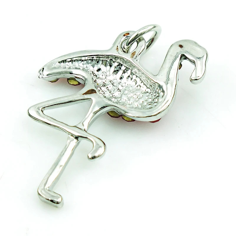 

JINGLANG Fashion Charms Silver Plated Rhinestone Flamingo Pendants Metal Necklace DIY Jewelry Luxury Making Accessories