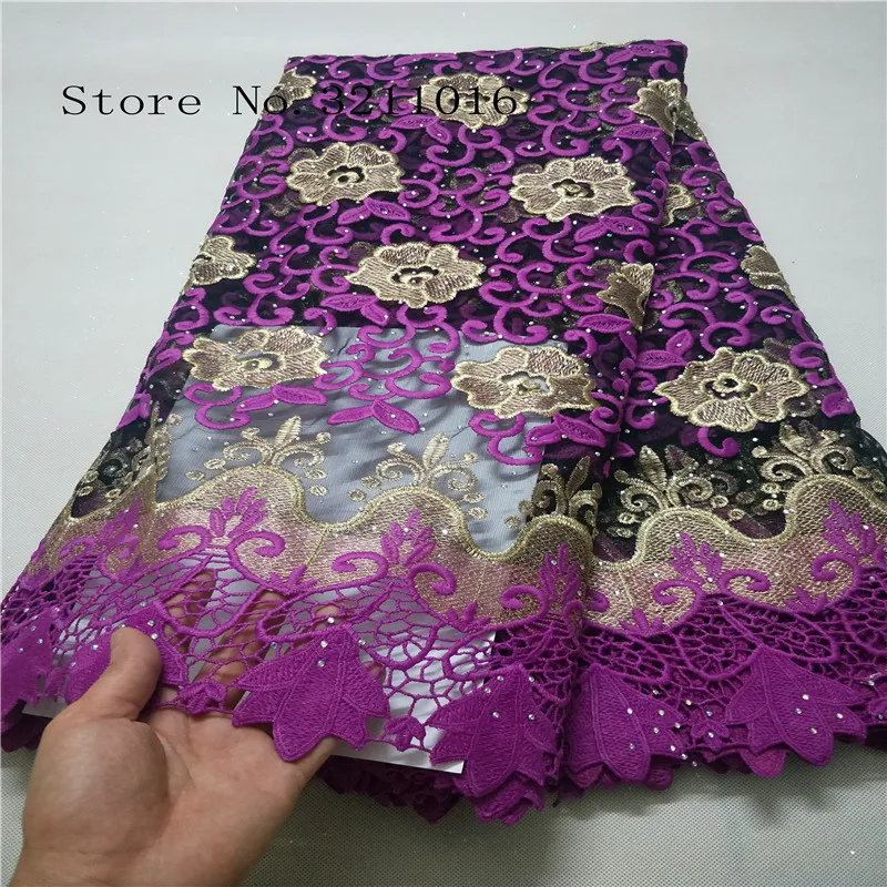 Швейцарская вуаль высокого качества кружевная ткань с камнями в африканском